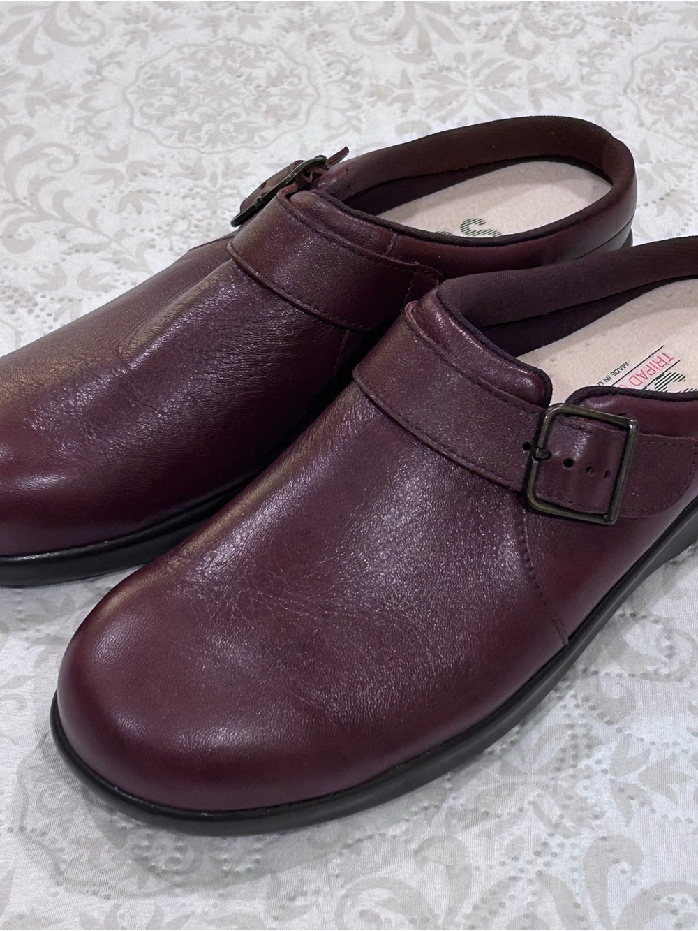 SAS Tripad Comfort Brown Leather Clogs Mule Slip On Buckle Women Sz 9.5N - Nice